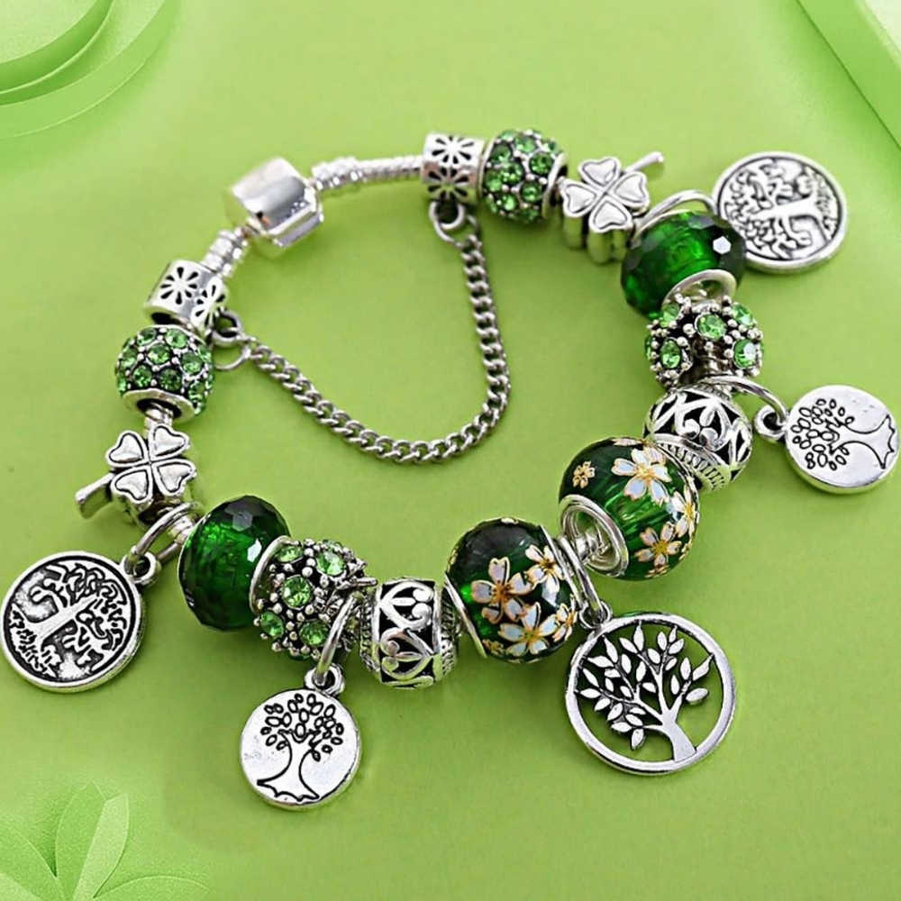 M for Her..JADE Private Label European Silver Charm Bracelet